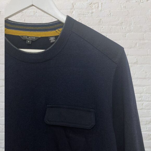 Ted Baker London Saysay Crew Neck Sweater Navy Black Size 4 - Picture 7 of 16